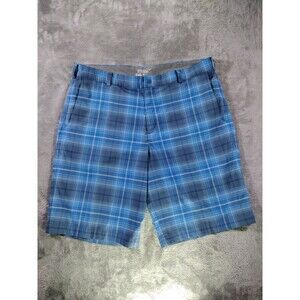 Nike Shorts Mens 38 Blue Plaid Polyester Golf Tour Performance Chino 12" Inseam